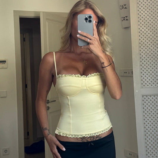 Women Clothing Sexy Tube Top off Neck Slim Fit Slimming Spaghetti Straps Vest Bella Mia