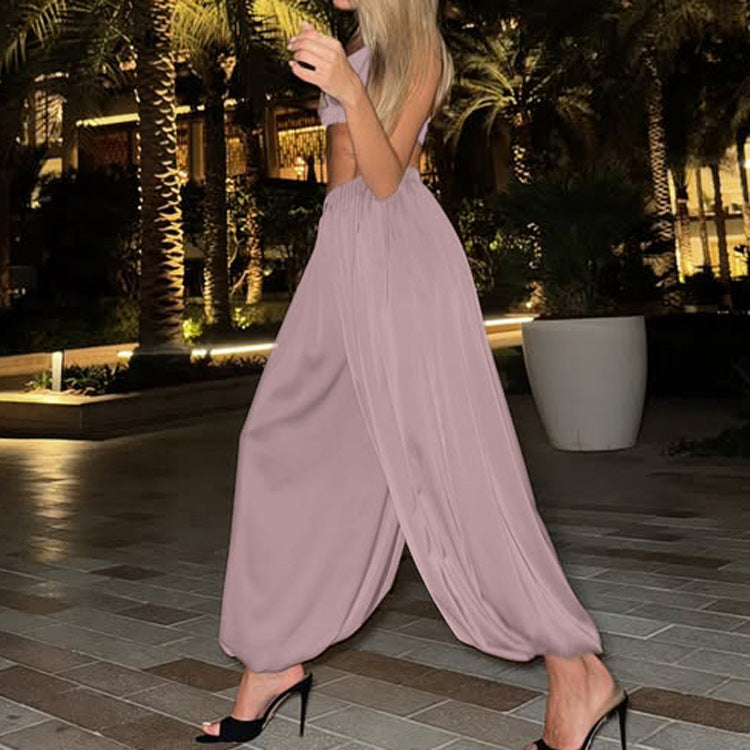 Sleeveless women's summer vest and tapered trousers two-piece set in loose fit, stylish and comfortable fashion by Plush Fashion Hub.