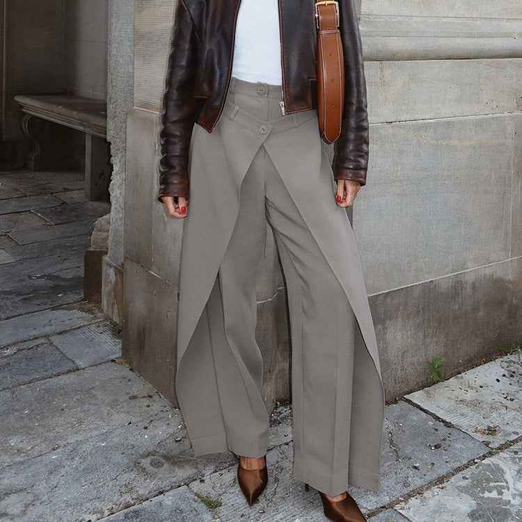 Bella Mia high waist wide-leg trousers for women, irregular asymmetric design, spring casual loose fit, stylish spring clothing