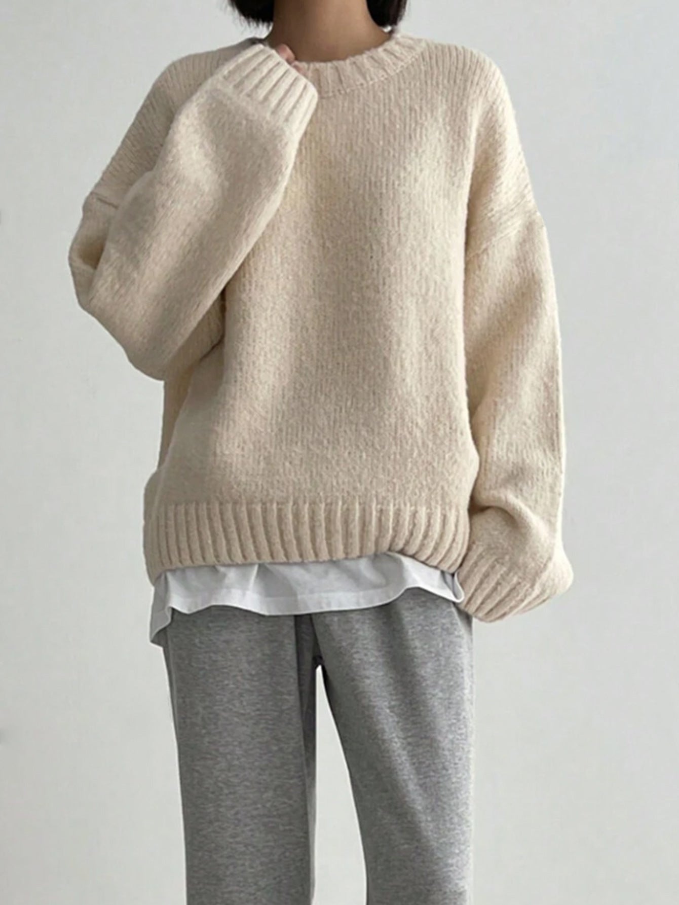 Solid Color Idle All Match round Neck Thickened Solid Color Knitwear Women Autumn Winter Pullover Long Sleeve Sweater Bella Mia