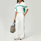 Bella Mia tennis and golf two-piece sports set with contrast colors, loose fit for casual running and fitness activities.