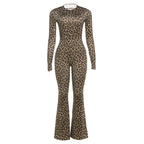 Plush Fashion Hub women’s leopard print backless jumpsuit with round neck, long sleeves, high waist, slim fit, perfect for spring.