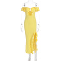 Women’s off-shoulder summer tube top dress with cutout details and slit, slim fit, from Wanita Store.