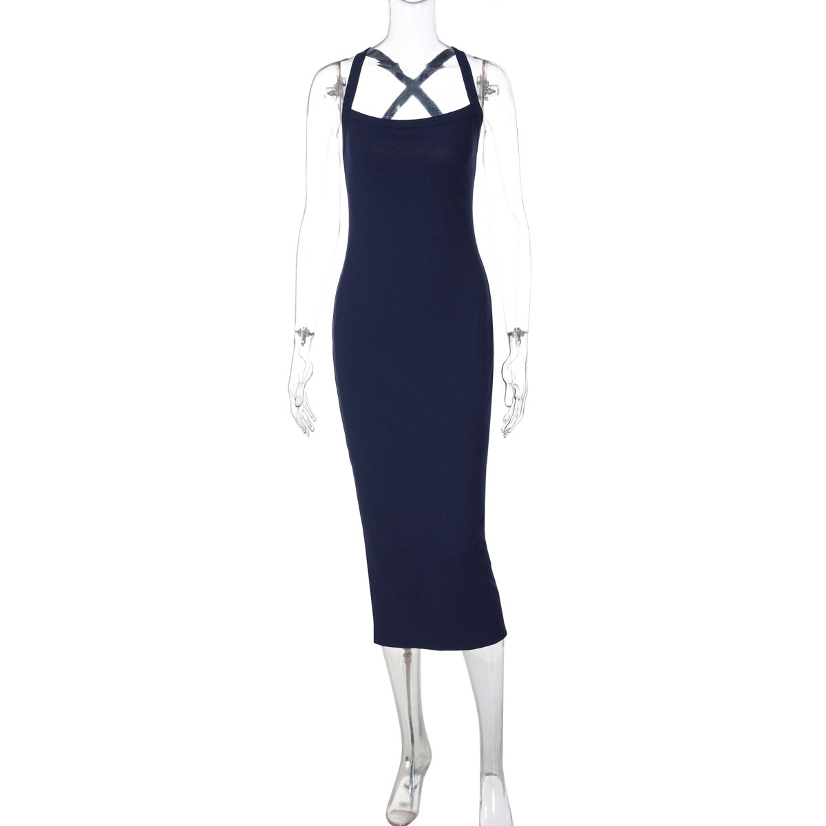 Bella Mia sexy halterneck French dress with suspenders, backless, slim fit, figure-flattering, hip dress for women.