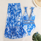 Ethnic style one-piece swimsuit for women, casual beachwear by Plush Fashion Hub, featuring vibrant patterns and a comfortable fit.