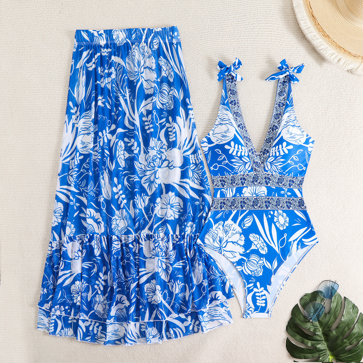 Ethnic style one-piece swimsuit for women, casual beachwear by Plush Fashion Hub, featuring vibrant patterns and a comfortable fit.