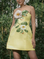 Summer embroidery floral sleeveless tube top dress by Bella Mia, featuring 3D floral embroidery and a slimming fit for women.