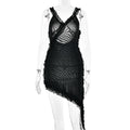 Summer V-neck slip dress for women by Wanita Store, backless stitching lotus leaf design, lightweight and stylish for warm weather.
