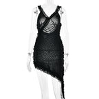 Summer V-neck slip dress for women by Wanita Store, backless stitching lotus leaf design, lightweight and stylish for warm weather.