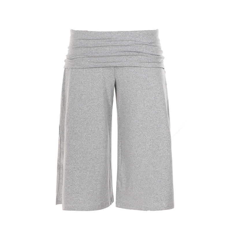 Plush Fashion Hub casual sports cropped pants with high waist, solid color, straight-leg design, wide fit, suitable for everyday wear.