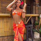 Women’s sexy print beach skirt bikini swimsuit blouse sun protection set by Plush Fashion Hub, featuring a stylish, sun-proof swimwear ensemble.