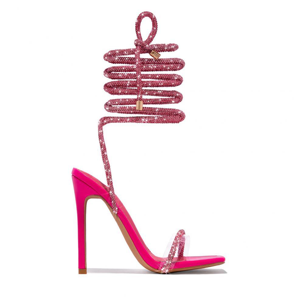 Summer casual women's high heel sandals with lace-up Roman pointed stiletto heels, stylish and comfortable for warm weather.