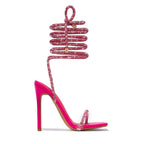 Summer casual women's high heel sandals with lace-up Roman pointed stiletto heels, stylish and comfortable for warm weather.