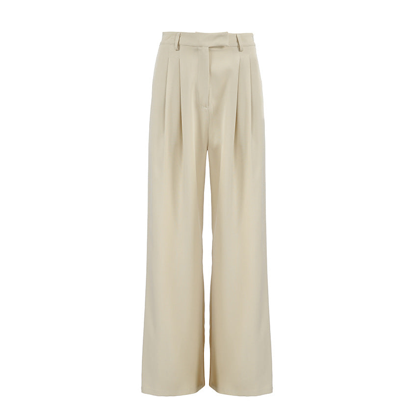 Bella Mia casual khaki wide-leg pants, high waist, autumn winter fashion, suitable for office and all matching outfits.