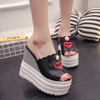 Women high heel platform wedge sandals with ankle straps, stylish Trendy Attic Store01 footwear for a chic summer look.