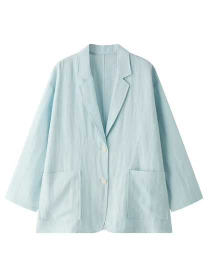Old Money Style Tencel Linen Suit Loose Jacket - Plush Fashion Hub