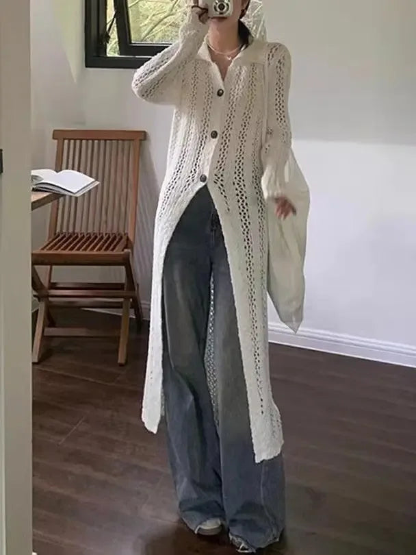Open-Knit Cardigan Jacket - Plush Fashion Hub