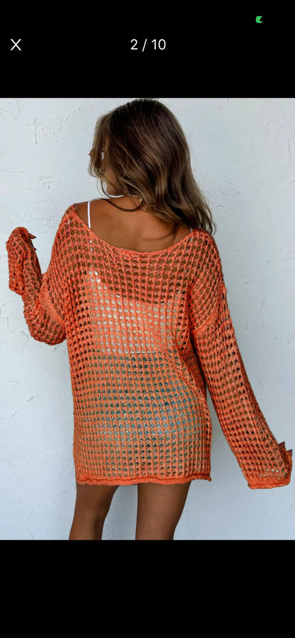 Orange Open Knit Sweater Pretty Little Patriot