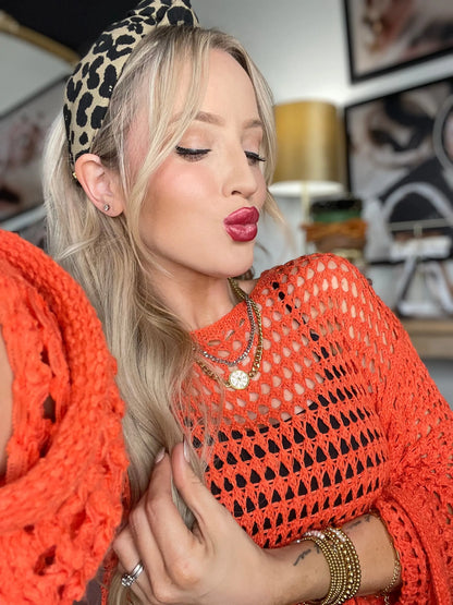 Orange Open Knit Sweater Pretty Little Patriot