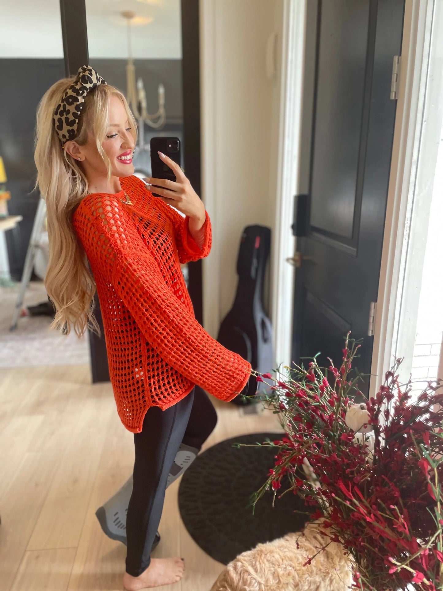 Orange Open Knit Sweater Pretty Little Patriot