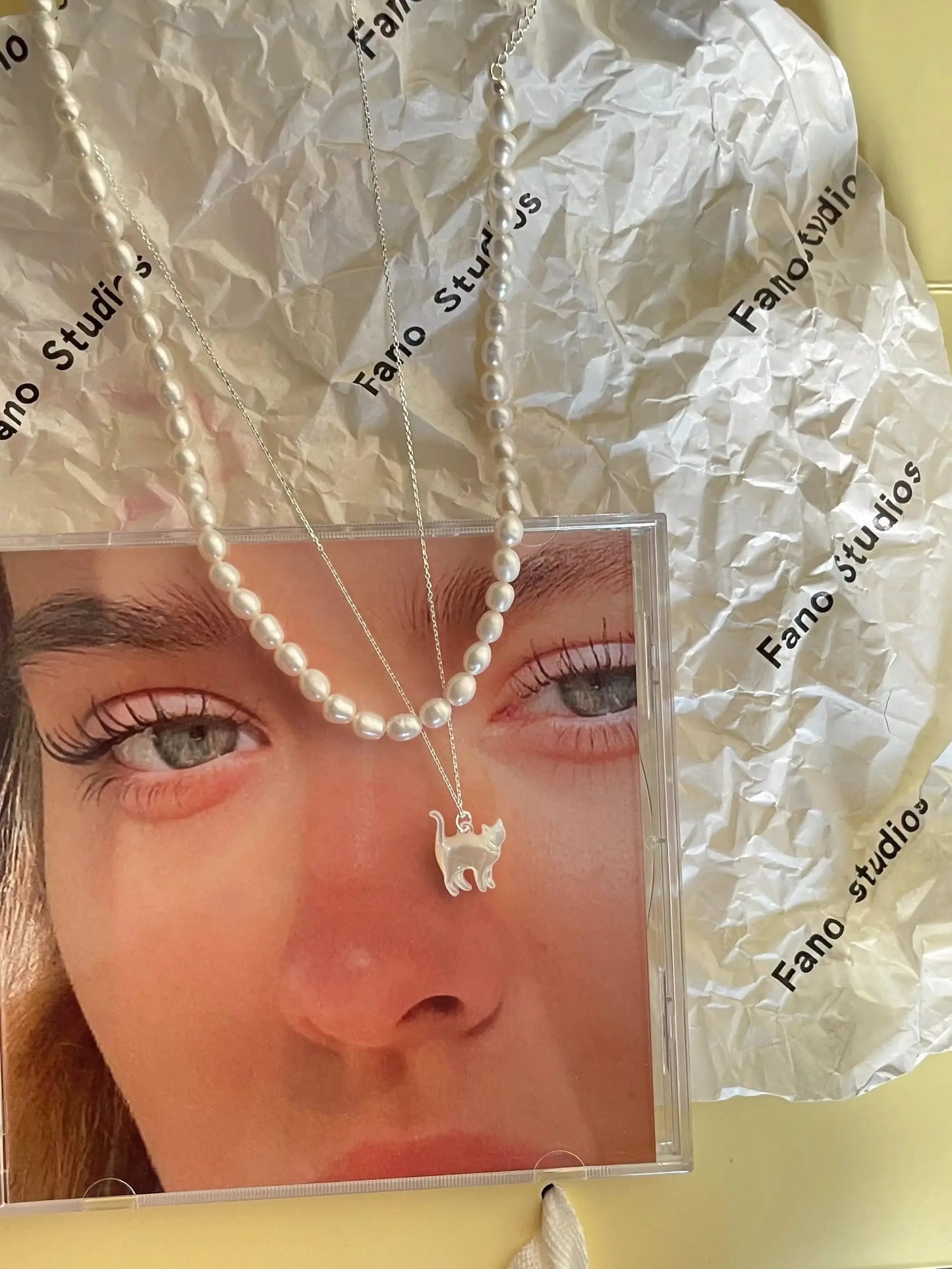 Original Cat&Pearl Stack Silver Necklace - Plush Fashion Hub