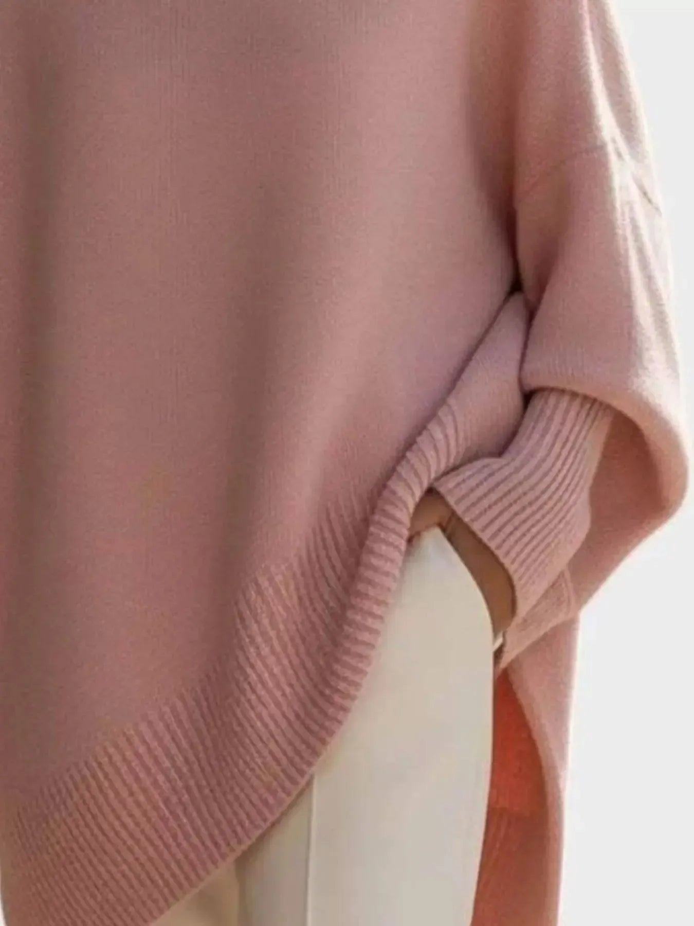 Oversized Batwing Sleeve Round Neck Sweater - Plush Fashion Hub