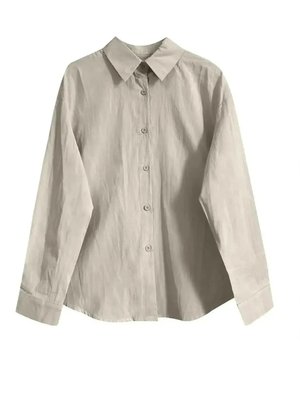 Women's oversized long sleeve button-down shirt by Gilded Glamour Shop, relaxed casual chic top with a comfortable fit.