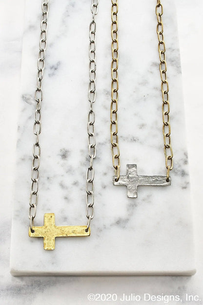 Paper Clip Chain Cross Necklace Pretty Little Patriot