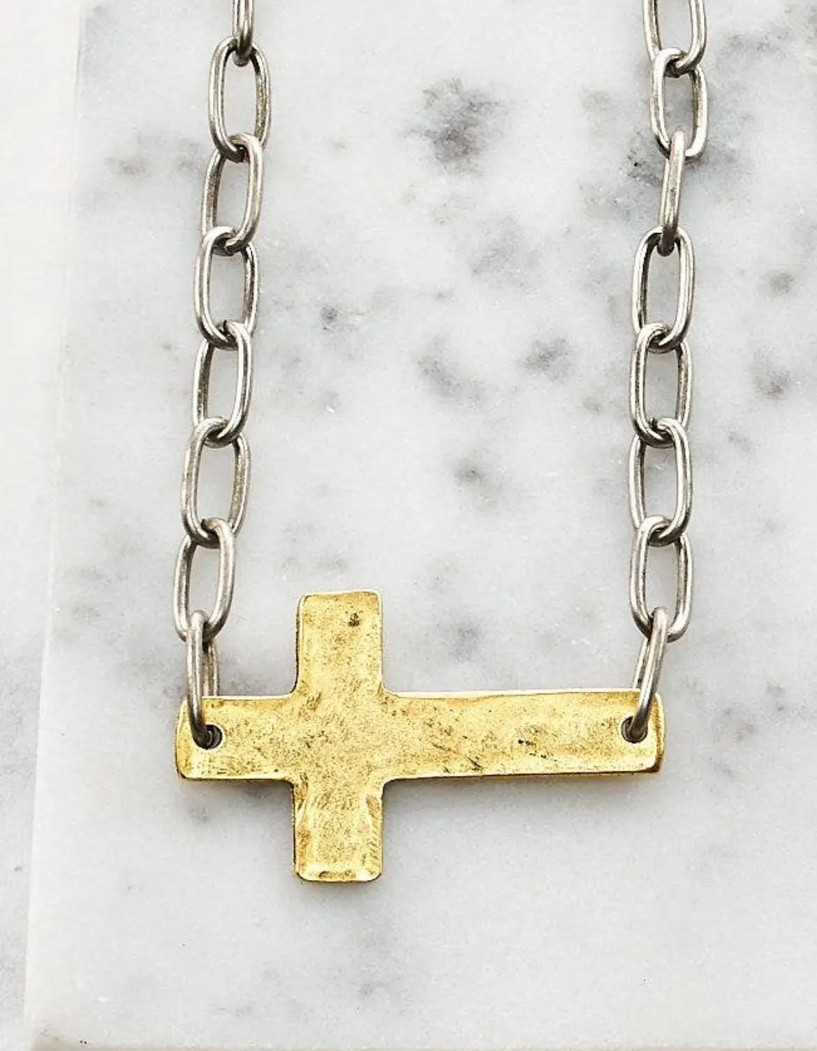 Paper Clip Chain Cross Necklace Pretty Little Patriot