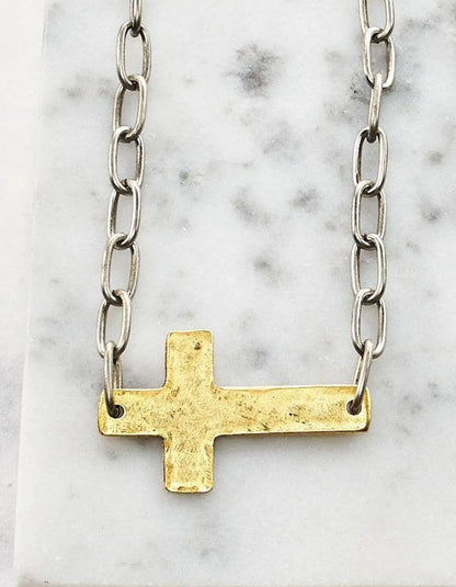 Paper Clip Chain Cross Necklace Pretty Little Patriot