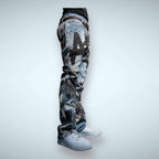 ARMOR JEANS RM204SK graphic printed stacked jeans featuring bold, colorful print and layered distressed denim design.