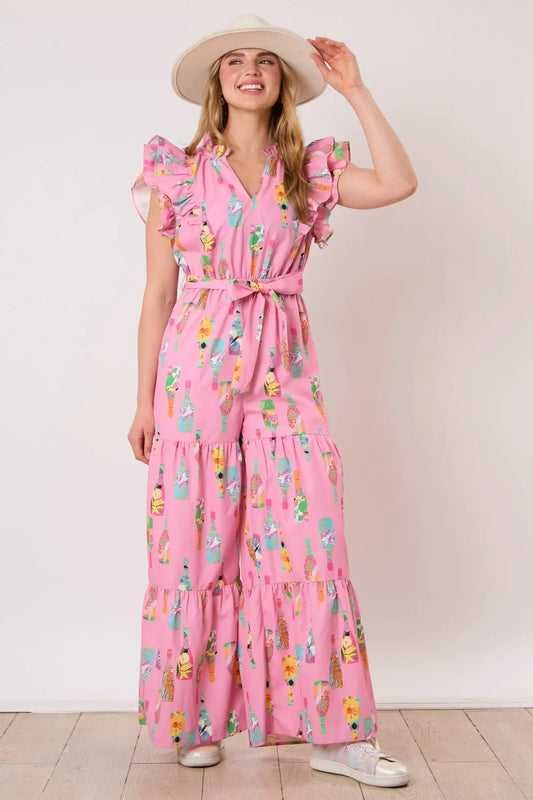 Pink Champagne brunch jumpsuit - Plush Fashion Hub