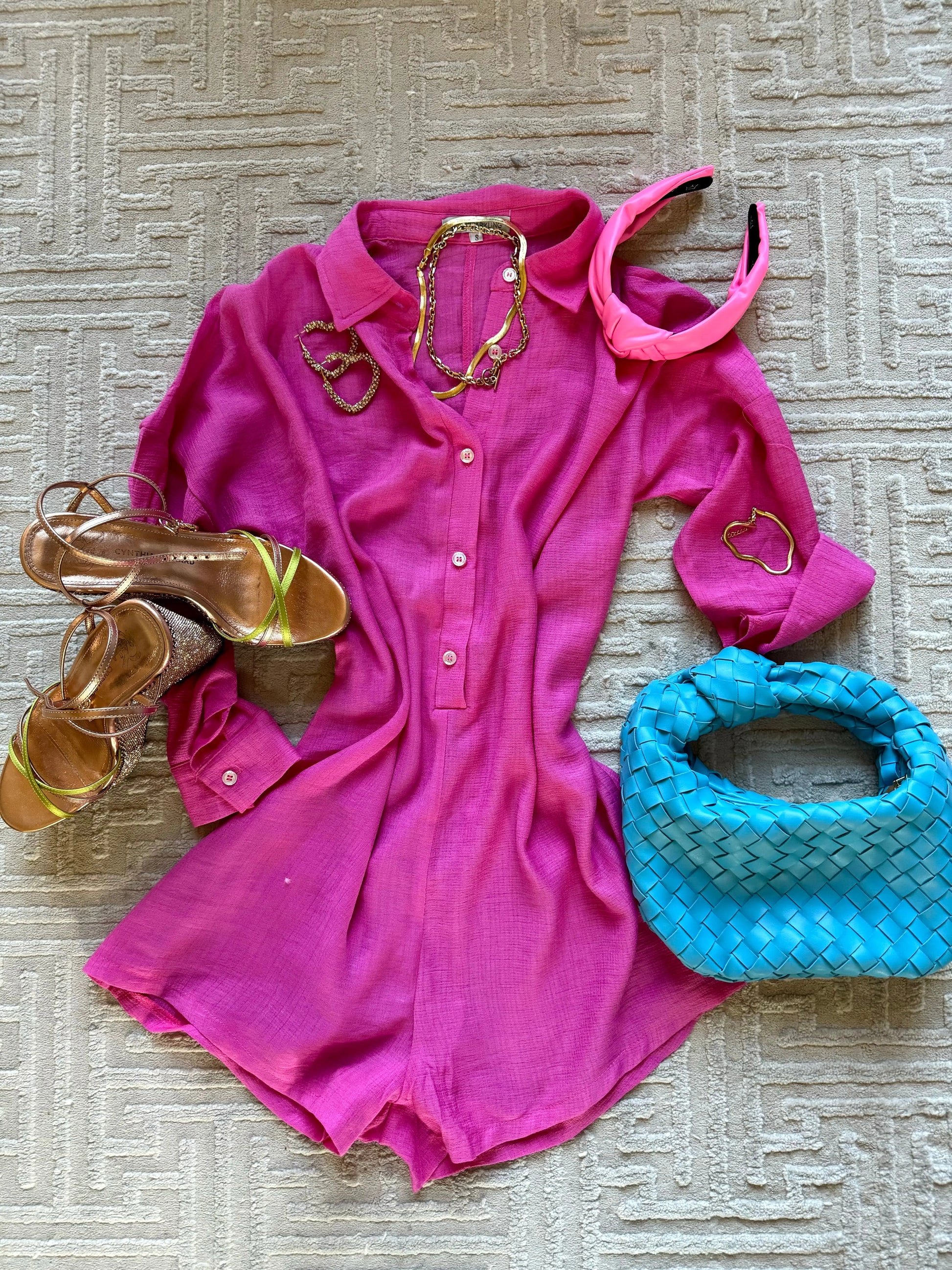 Pink Oversize Oxford Coverup Pretty Little Patriot