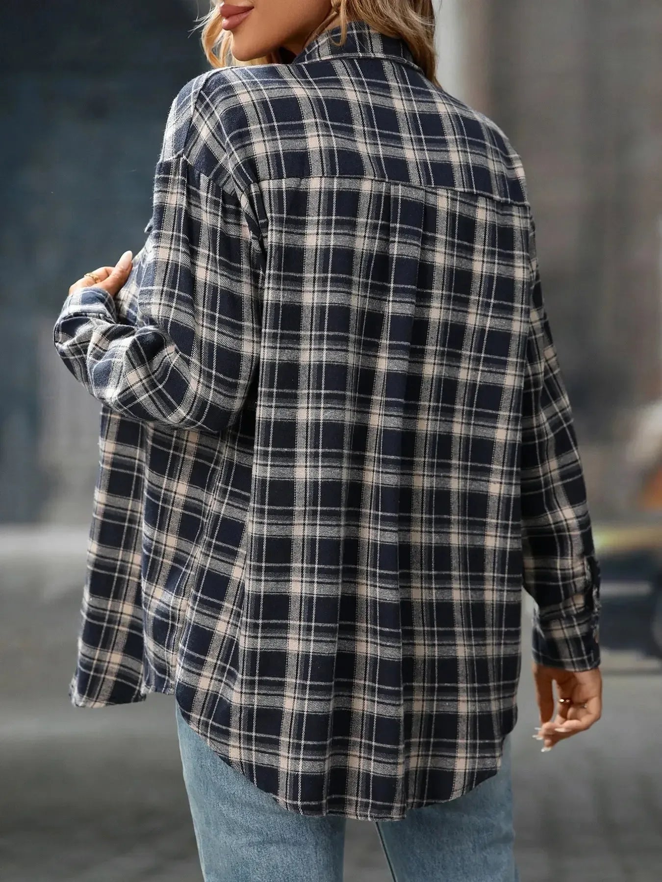 Plaid Button-Down Oversized Shirt - Plush Fashion Hub