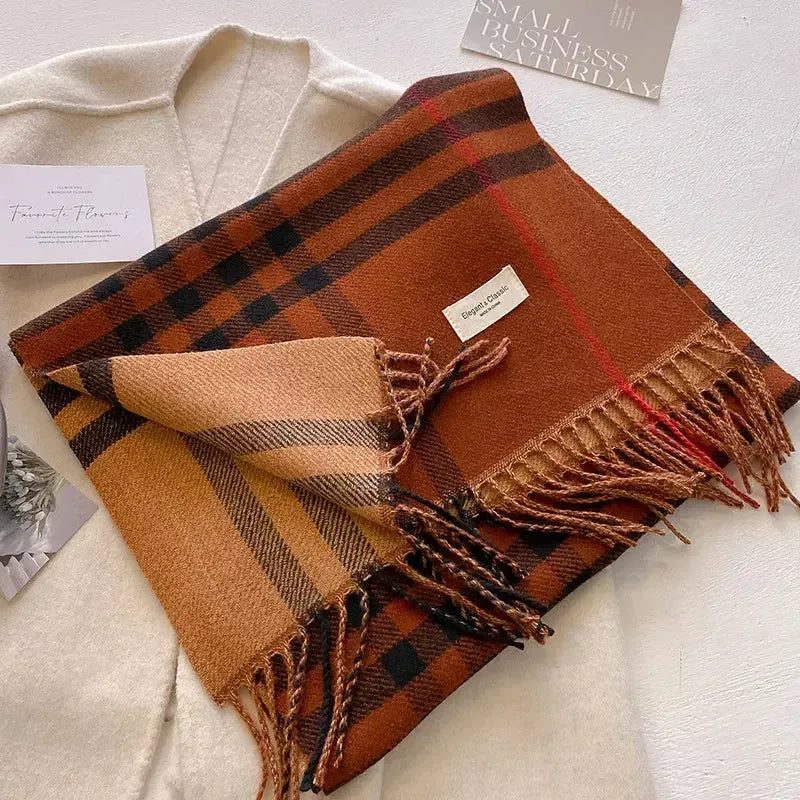 Plaid Fringe Winter Scarf - Classic Heritage Style - Plush Fashion Hub