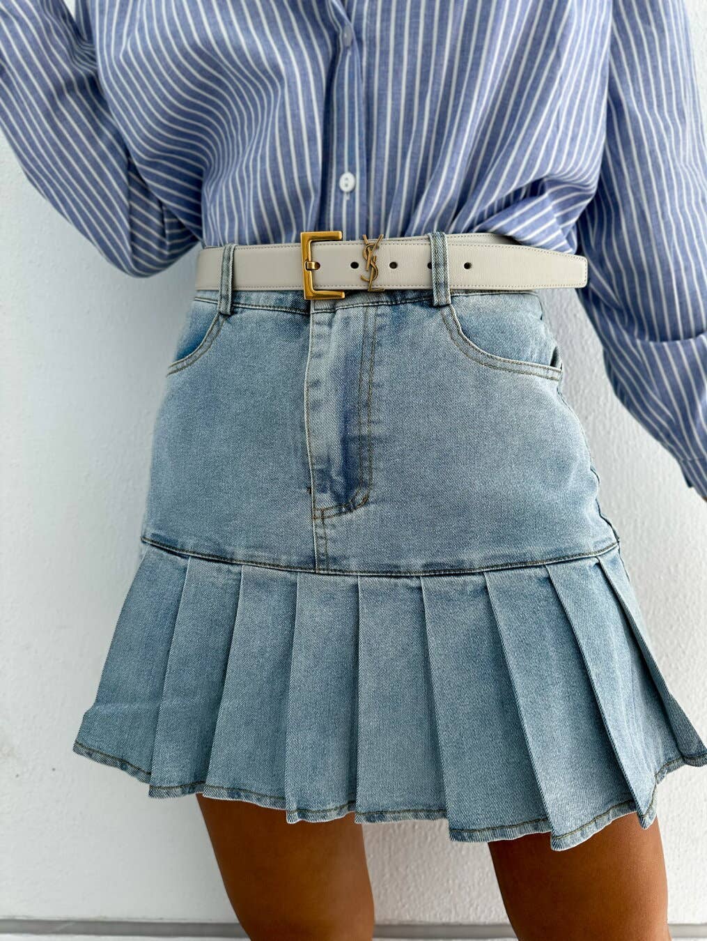 Pleated Denim Skirt Pretty Little Patriot
