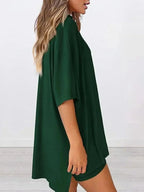 Plus size oversized slit neck lounge set for women, soft rayon pajamas with relaxed fit and comfortable design.