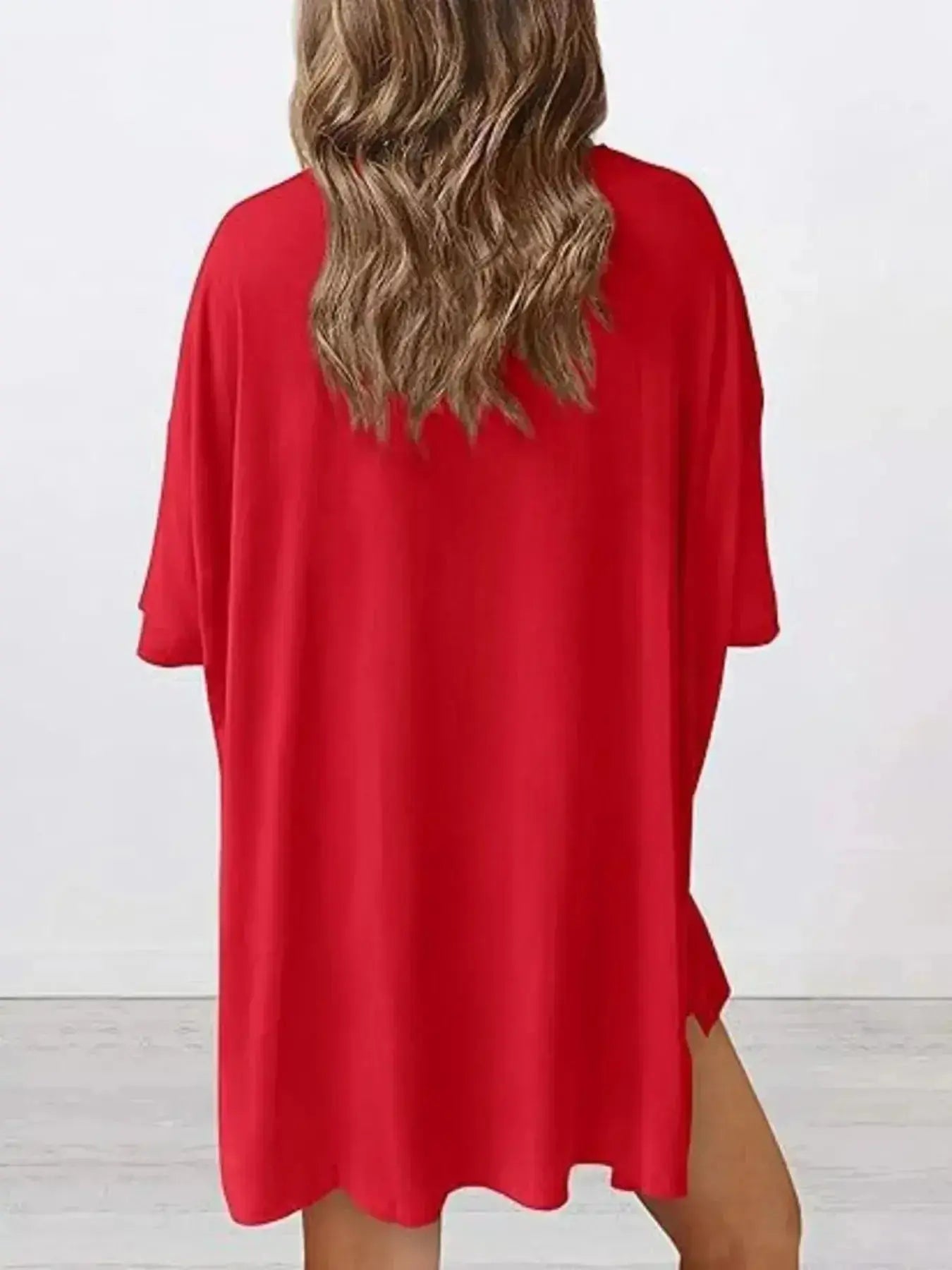 Plus size oversized slit neck lounge set in soft rayon pajamas for women, featuring a relaxed fit and comfortable design.