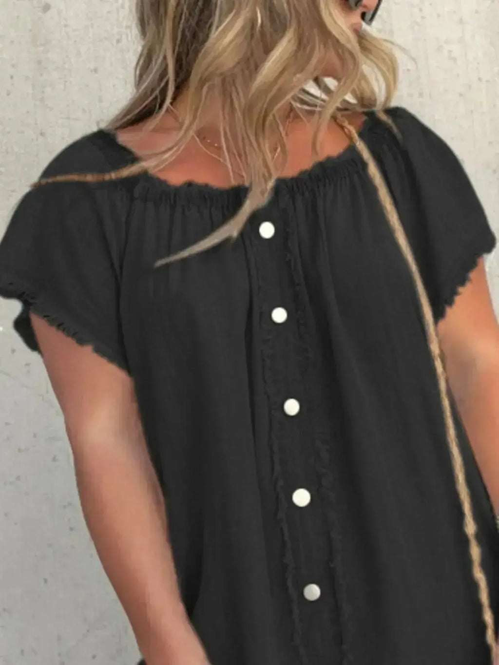 Plus size raw hem mini denim button-down dress by Trendsi, featuring a stretchy casual jean style with a relaxed fit.