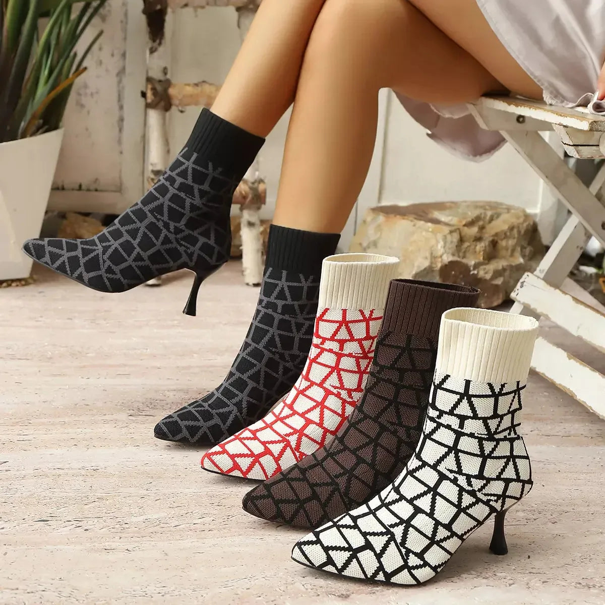 Point Toe Flared Heel Boots - Statement Footwear - Plush Fashion Hub
