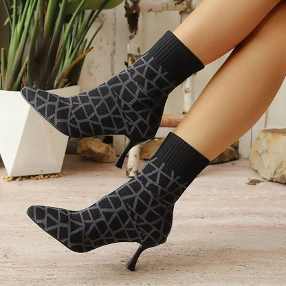 Point Toe Flared Heel Boots - Statement Footwear - Plush Fashion Hub