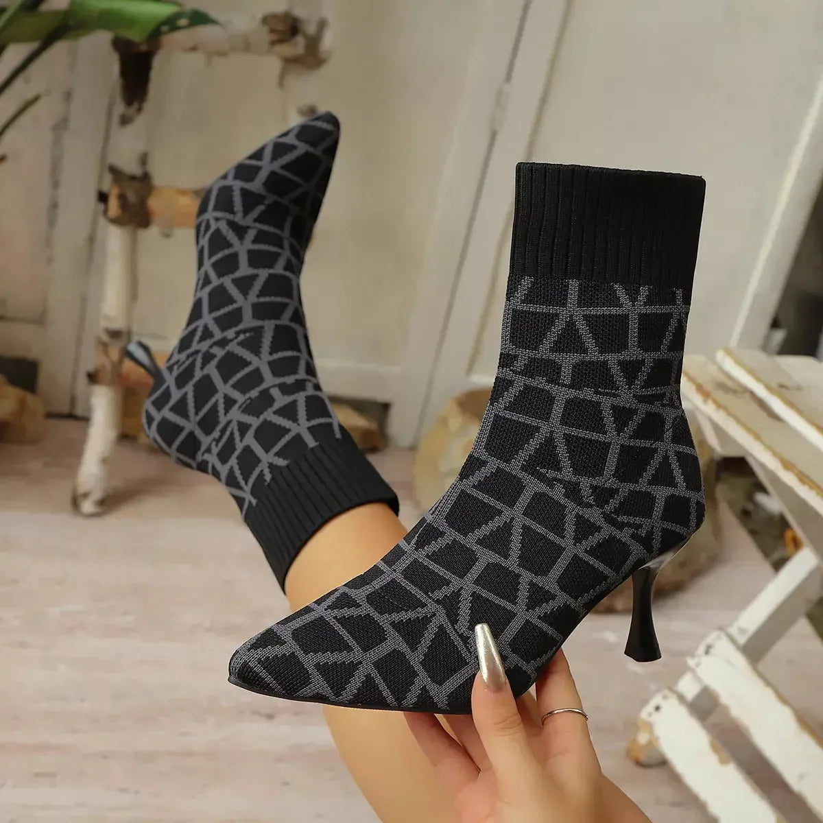 Point Toe Flared Heel Boots - Statement Footwear - Plush Fashion Hub