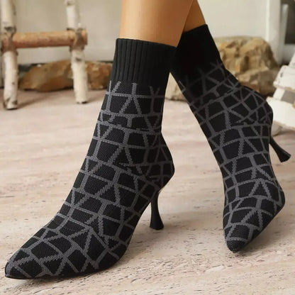 Point Toe Flared Heel Boots - Statement Footwear - Plush Fashion Hub
