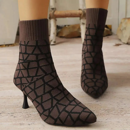 Point Toe Flared Heel Boots - Statement Footwear - Plush Fashion Hub