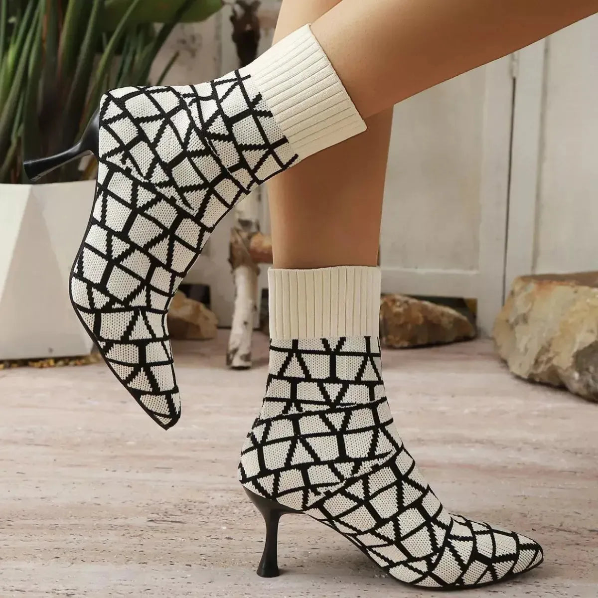 Point Toe Flared Heel Boots - Statement Footwear - Plush Fashion Hub