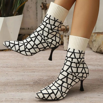 Point Toe Flared Heel Boots - Statement Footwear - Plush Fashion Hub
