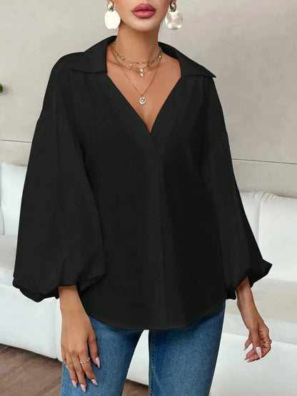 Polka Dot Balloon Sleeve Blouse - Plush Fashion Hub