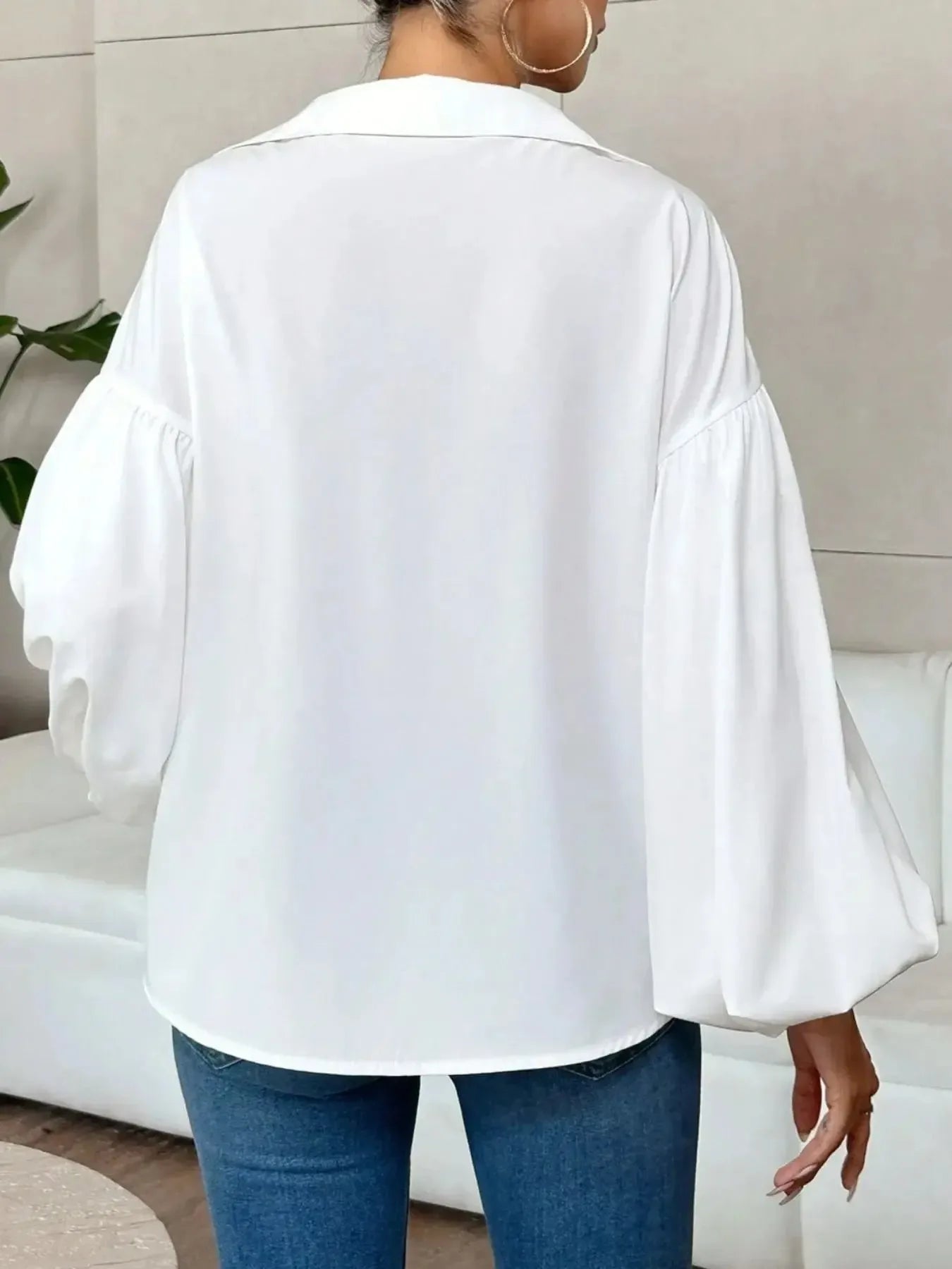 Polka Dot Balloon Sleeve Blouse - Plush Fashion Hub