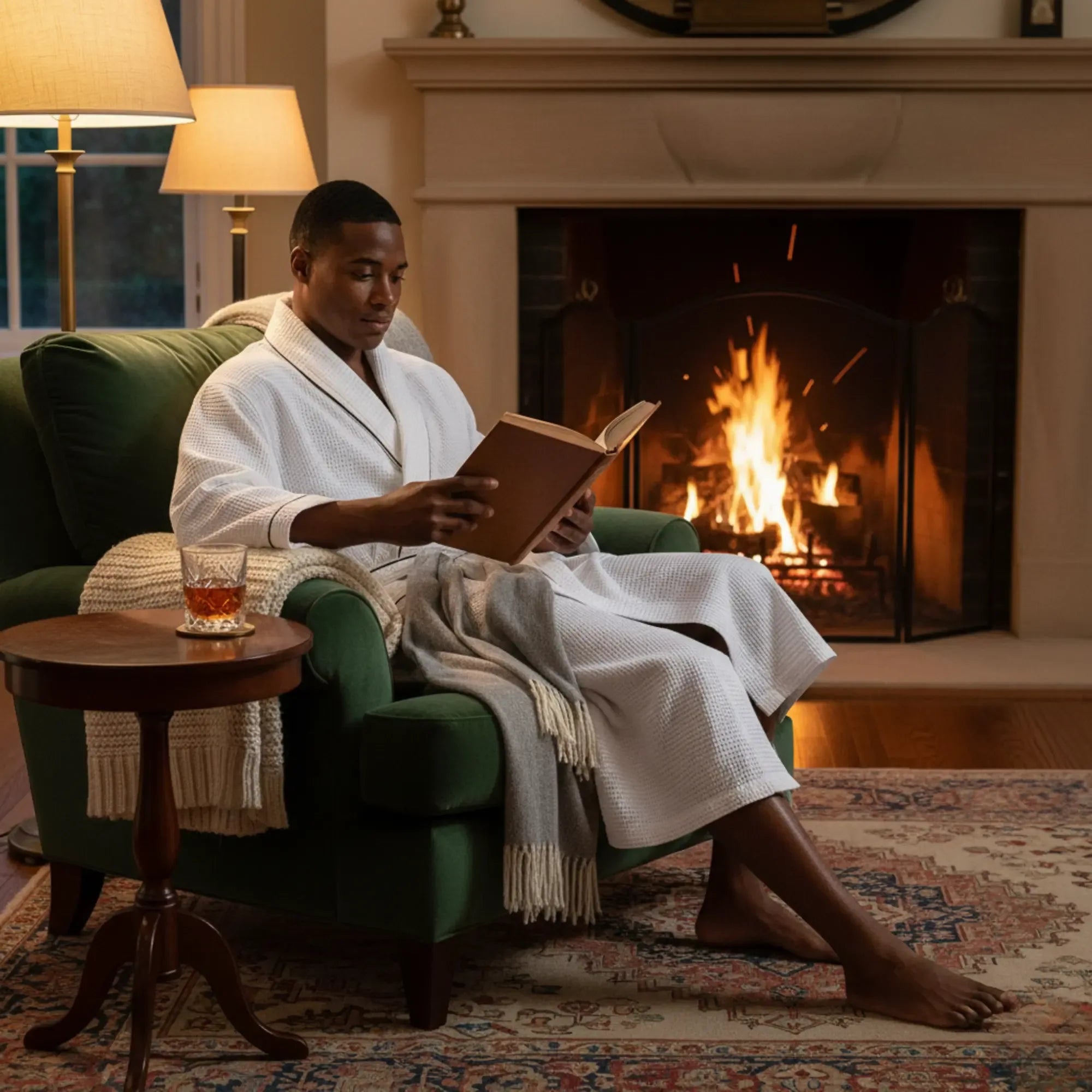 Premium Waffle Piping Robe for Men - Plush Fashion Hub