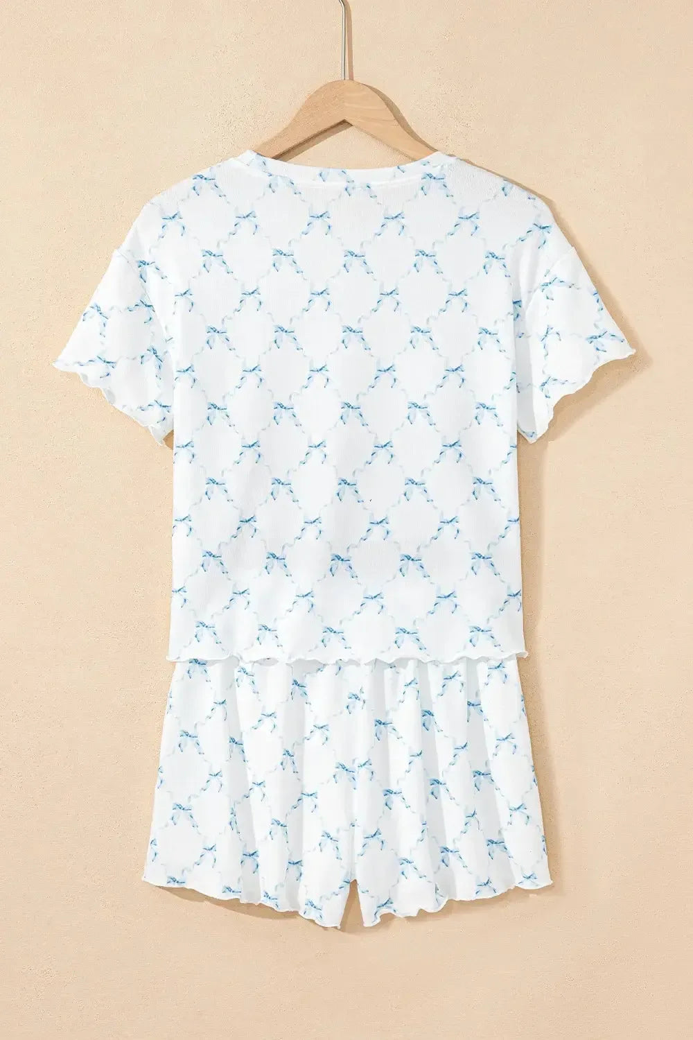 Printed Round Neck Top and Shorts Two-Piece Lounge Set - Plush Fashion Hub